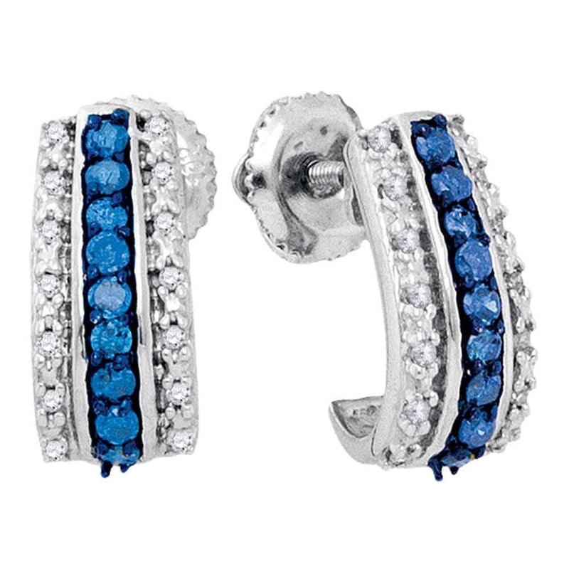 Blue  Diamond  J Hoop Earrings