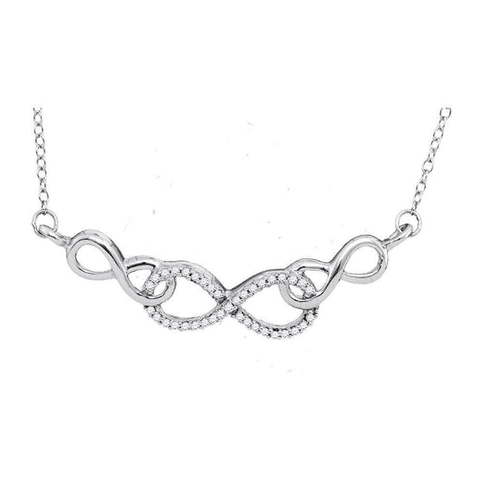 Sterling Silver Womens Round Diamond Infinity Pendant Necklace 1/5 Cttw