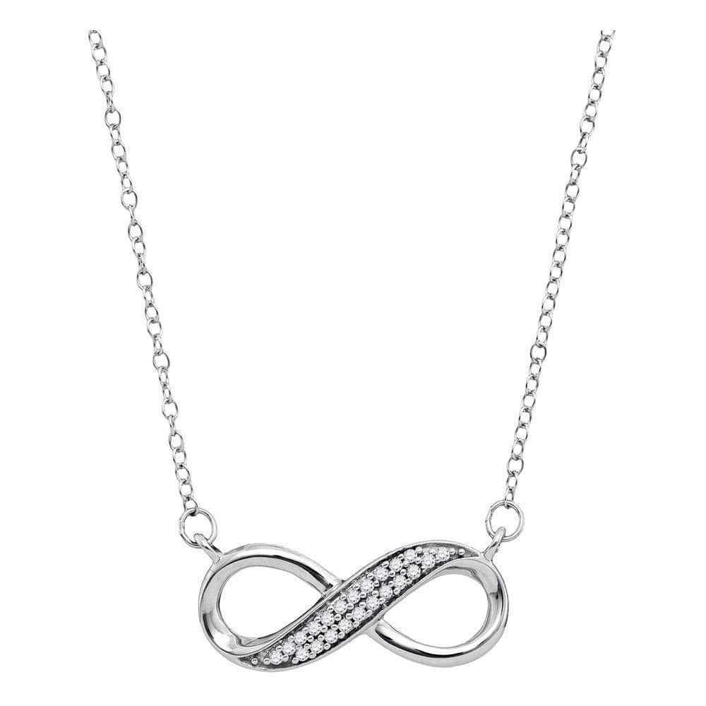 10K White Gold Womens Round Diamond Infinity Pendant Necklace 1/6 Cttw
