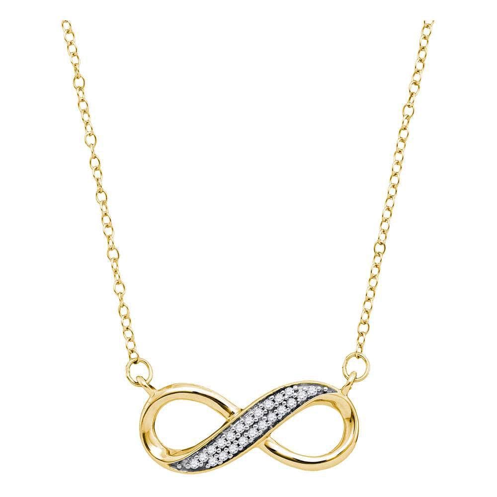 10K Yellow Gold Womens Round Diamond Infinity Pendant Necklace 1/6 Cttw