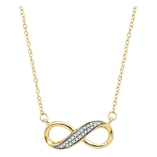 10K Yellow Gold Womens Round Diamond Infinity Pendant Necklace 1/6 Cttw