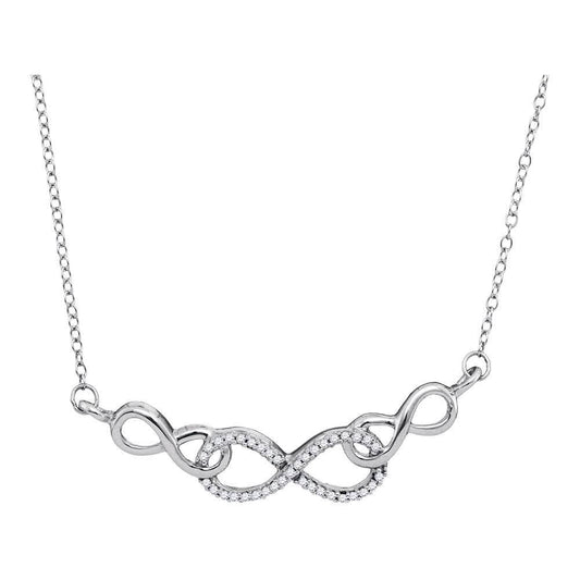 10K White Gold Womens Round Diamond Infinity Pendant Necklace 1/5 Cttw