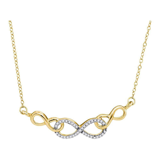 10K Yellow Gold Womens Round Diamond Infinity Pendant Necklace 1/5 Cttw