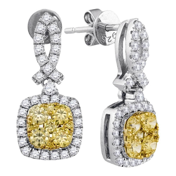 White Gold Diamond Cluster Earrings