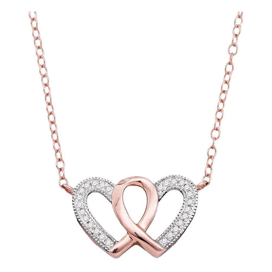 10K Rose Gold Diamond Double Heart Pendant