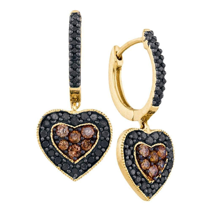 Yellow Gold Diamond Heart Cluster Earrings