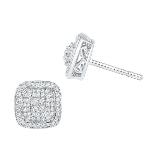 square Diamond Cluster Earrings
