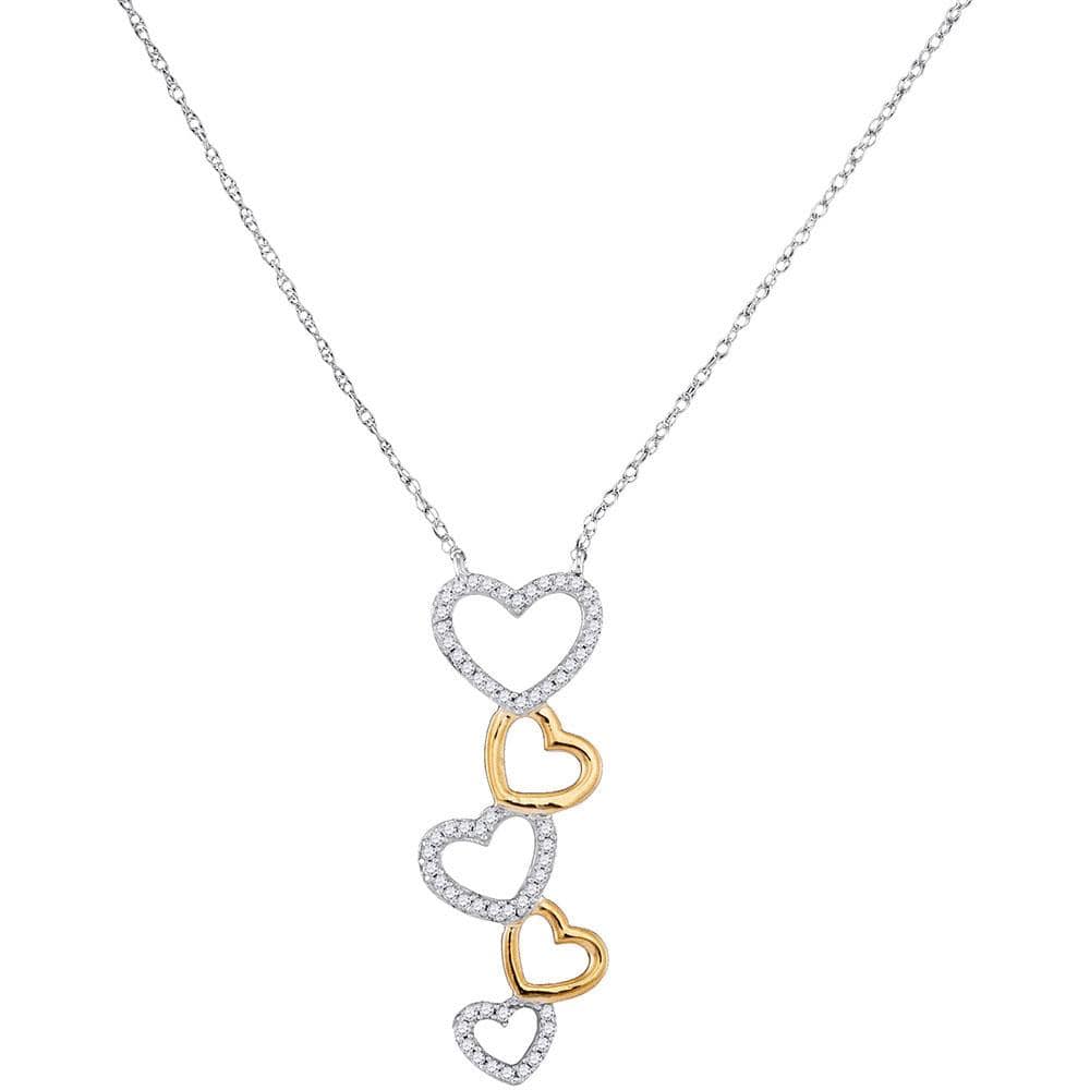 Two-tone White Gold Diamond Cascading Heart Pendant