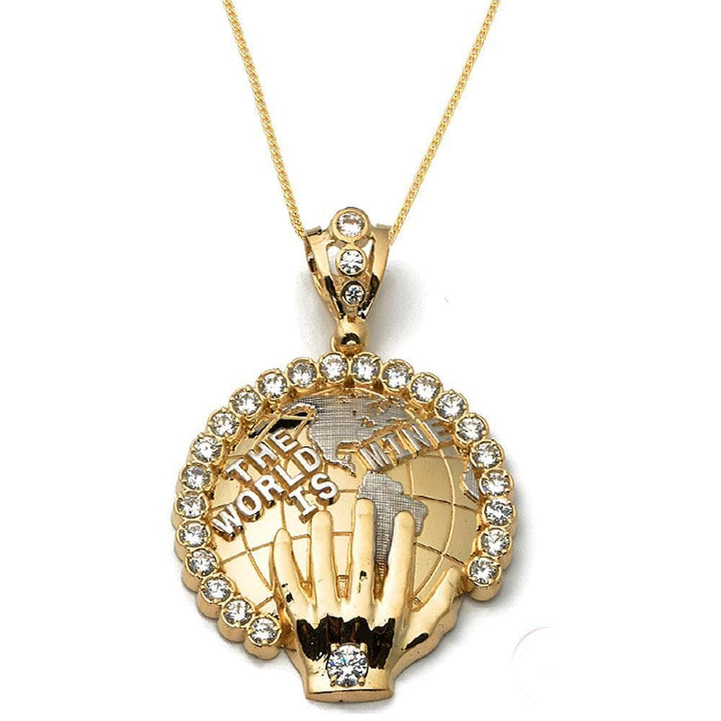 10K Yellow Gold Hand Globe Fashion Pendant Jawa Jewelers