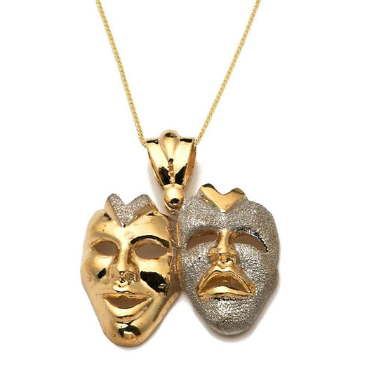 gold double mask pendant