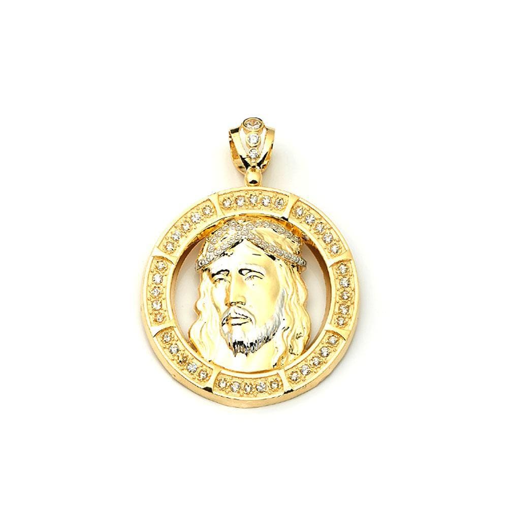 10K Yellow Gold Jesus Face Round Fashion Pendant