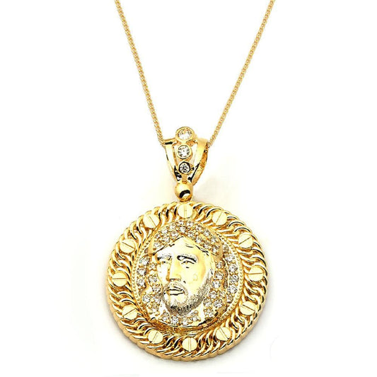 gold face pendant