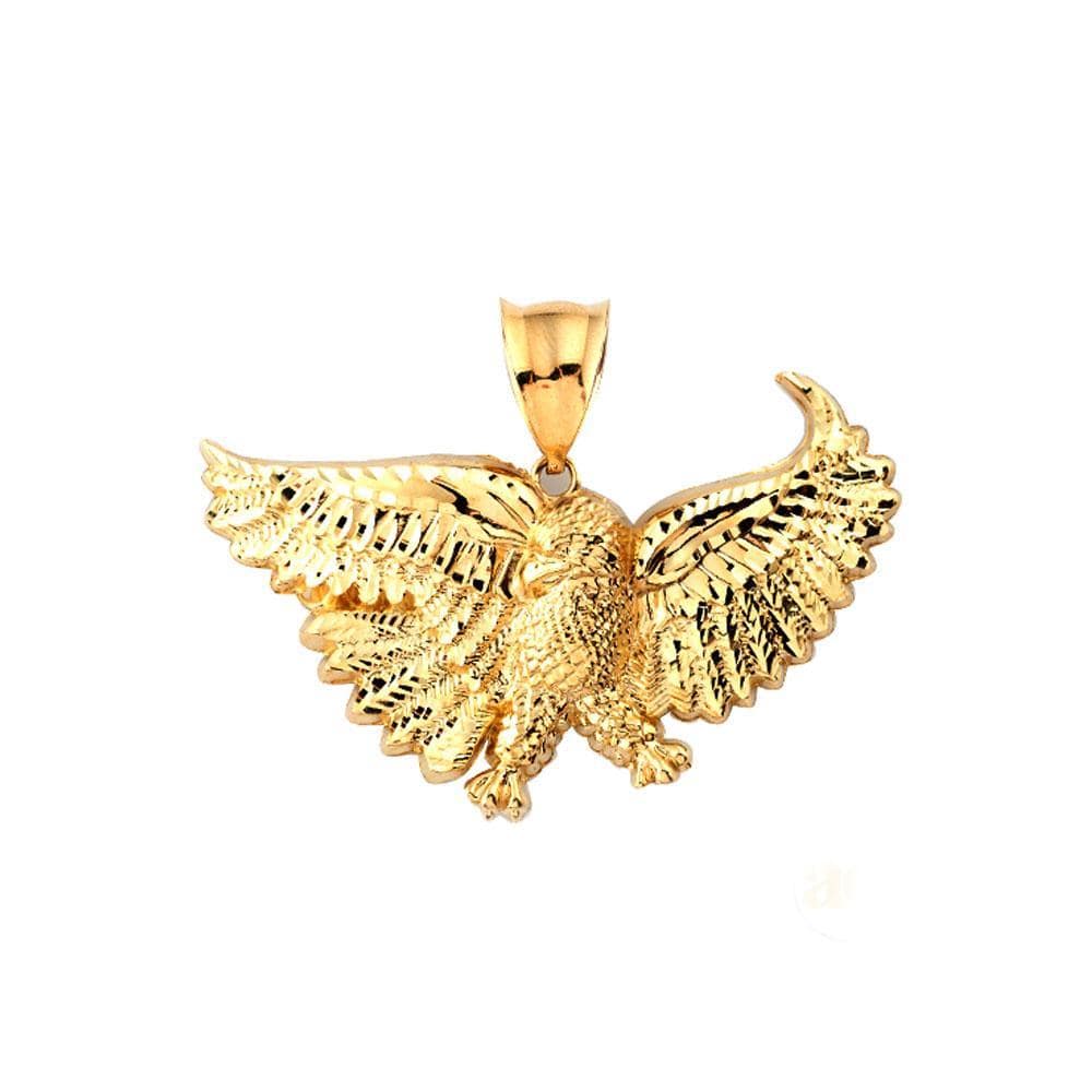 10K Yellow Gold Eagle Pendant Necklace - Main Image