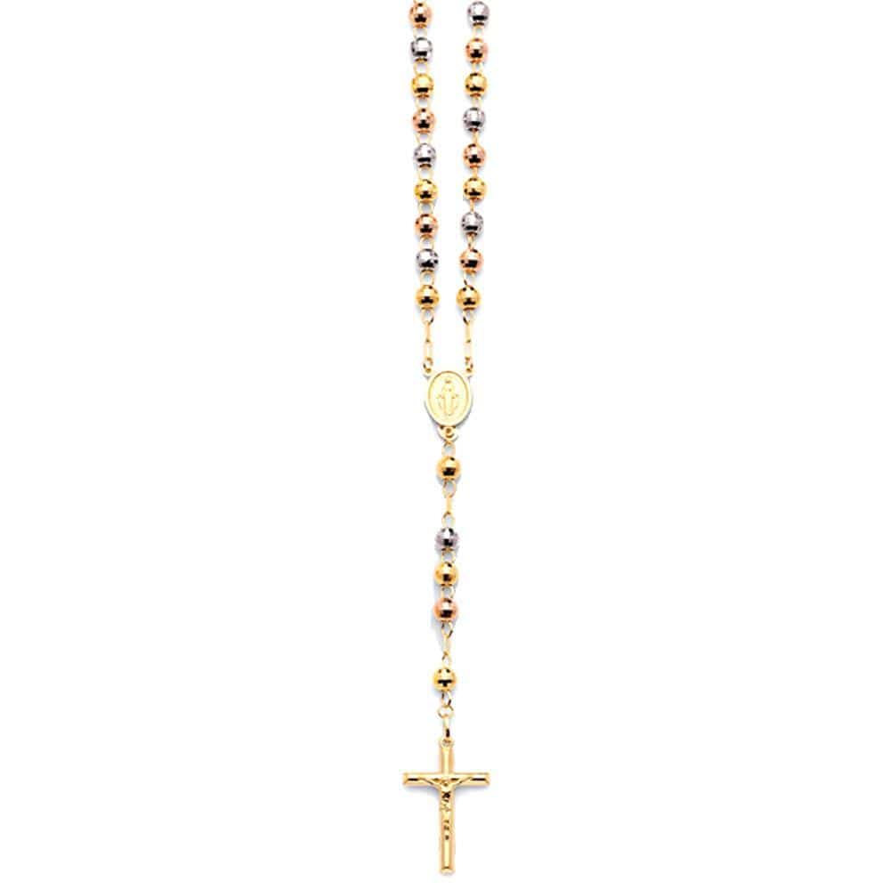 Textured Rosary Cross Virgin Mary Bracelet Real 10K Yellow Gold 7 - Etsy