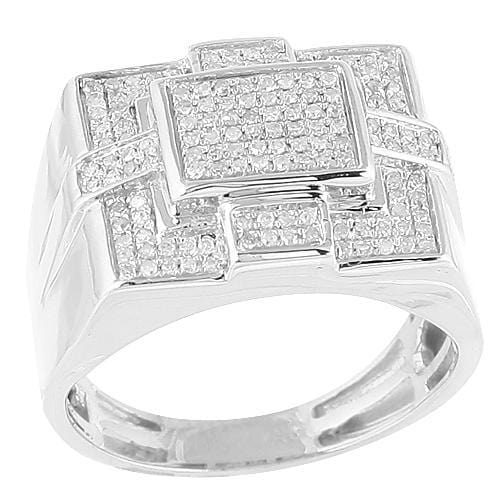 10K Gold 0.50CTW Micro Pave Diamond Mens Ring Size 10 - Jawa Jewelers