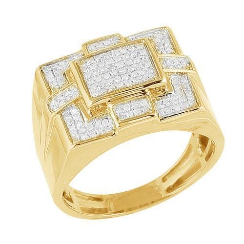 10K Gold 0.50CTW Micro Pave Diamond Mens Ring Size 10 - Jawa Jewelers