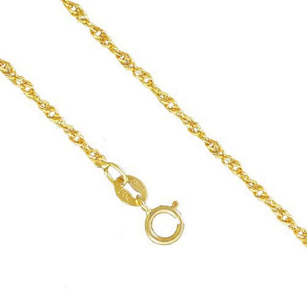 10K Yellow Gold Men Women's 1.5MM Singapore Necklace Spring Clasp, 16-24 Inches - Jawa Jewelers