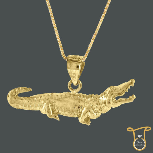10kt Yellow Gold Alligator Crocodile Animal Fashion Charm Pendant, Pendants, JJ-SLV, Jawa Jewelers
