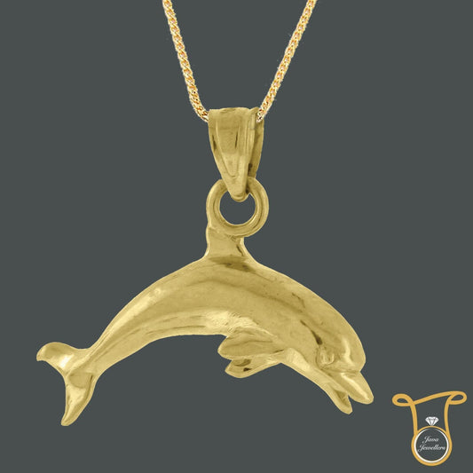 10kt Yellow Gold Womens Dolphin Fashion Pendant, Pendants, Silverine, Jawa Jewelers