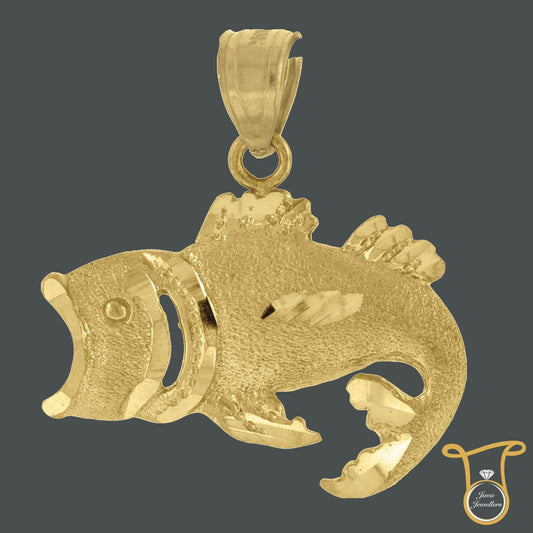 Women Fish Animal 10kt Yellow Gold Fashion Charm Pendant, Pendants, Silverine, Jawa Jewelers