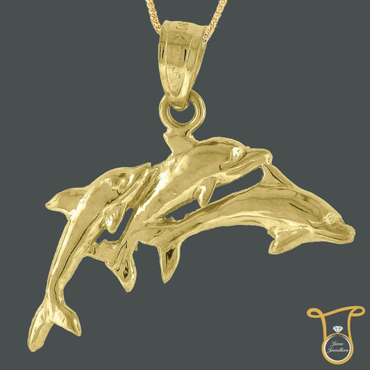 3 Dolphins 10kt Yellow Gold Fashion Charm Pendant, Pendants, Silverine, Jawa Jewelers