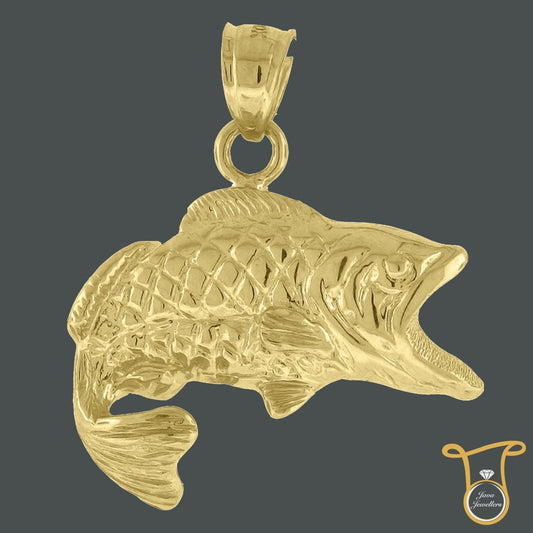 Womens Fish Animal 10kt Yellow Gold Fashion Charm Pendant, Pendants, Silverine, Jawa Jewelers