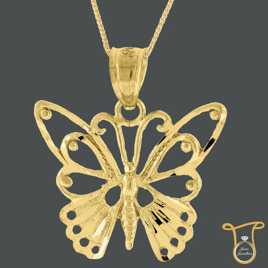 10kt  Butterfly Insect Fashion Yellow Gold Charm Pendant - Jawa Jewelers