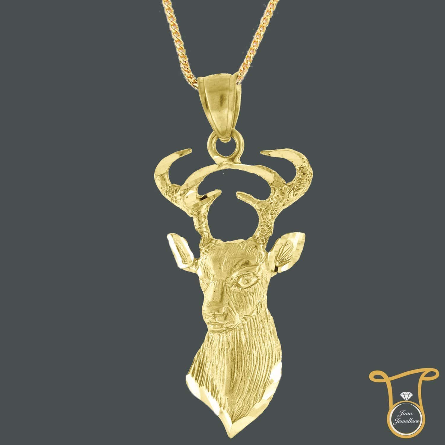 Womens Deer Animal 10kt Yellow Gold Fashion Charm Pendant, Pendants, Silverine, Jawa Jewelers