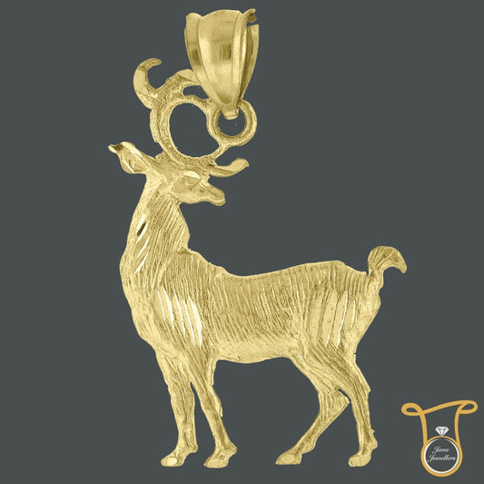 Womens Charm 10kt Yellow Gold Deer Animal Fashion Pendant, Pendants, Silverine, Jawa Jewelers