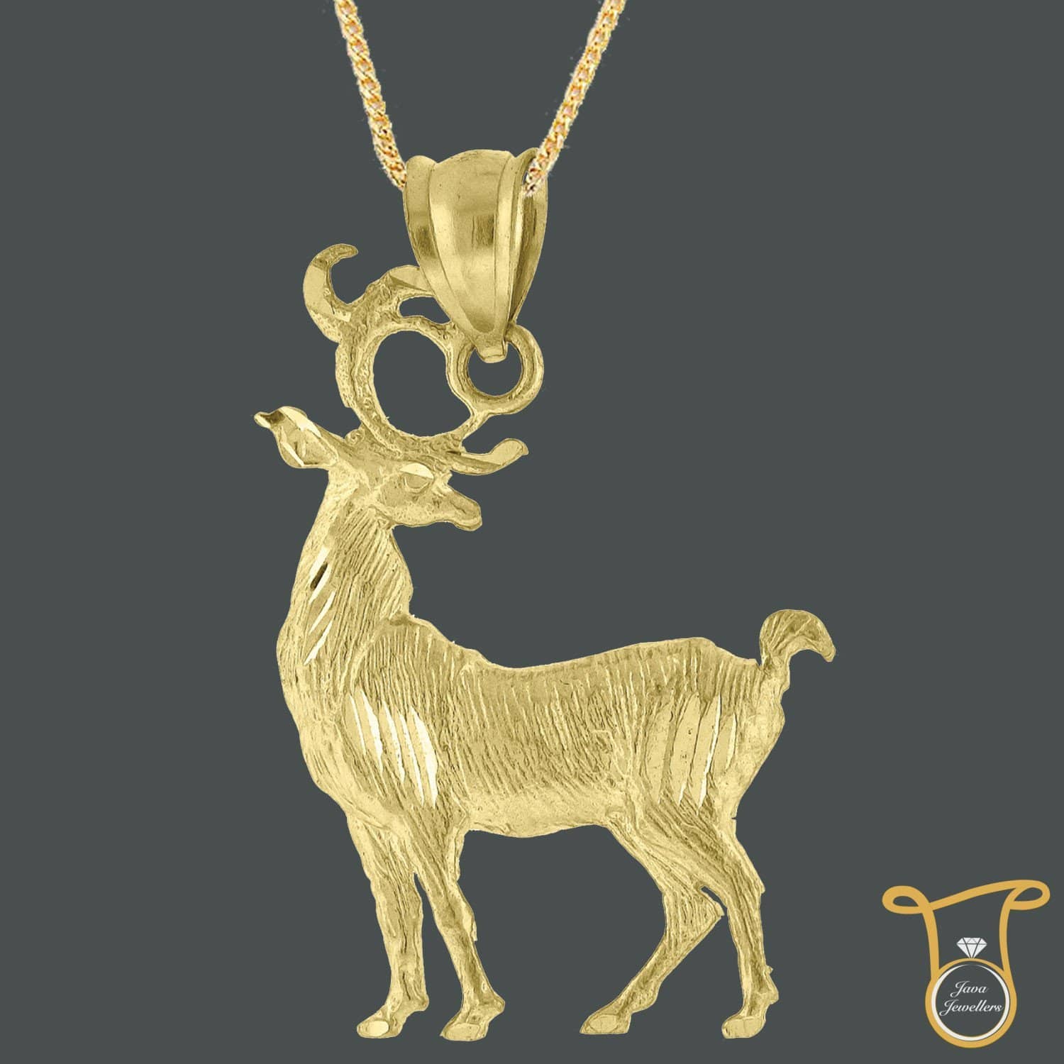 Womens Charm 10kt Yellow Gold Deer Animal Fashion Pendant, Pendants, Silverine, Jawa Jewelers