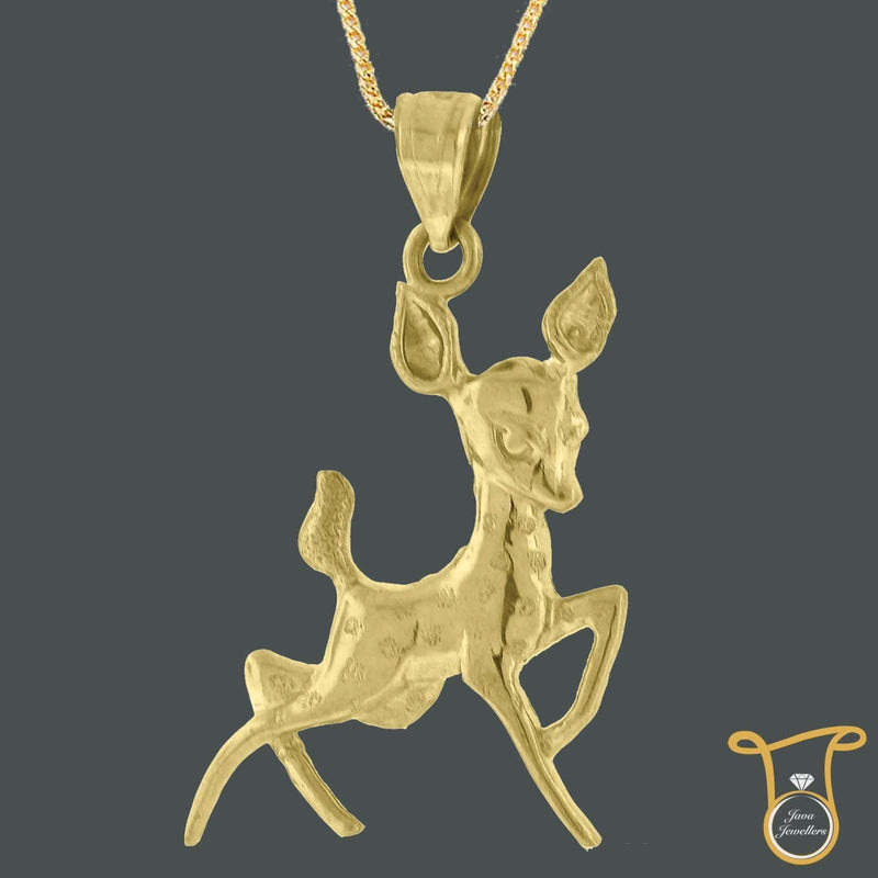Womens 10kt Yellow Gold Baby Deer Animal Fashion Pendant, Pendants, Silverine, Jawa Jewelers