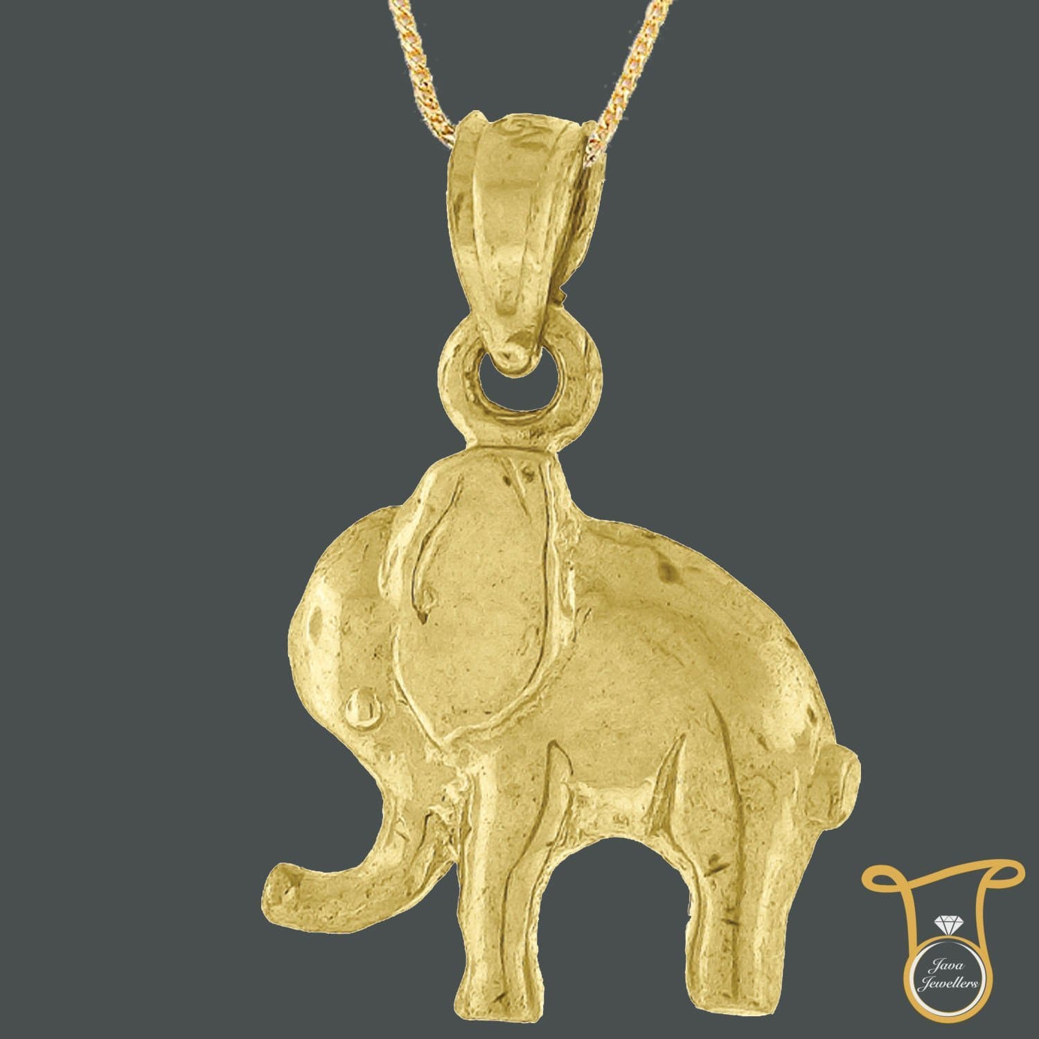Womens Elephant 10kt Yellow Gold Charm Fashion Pendant, Pendants, Silverine, Jawa Jewelers