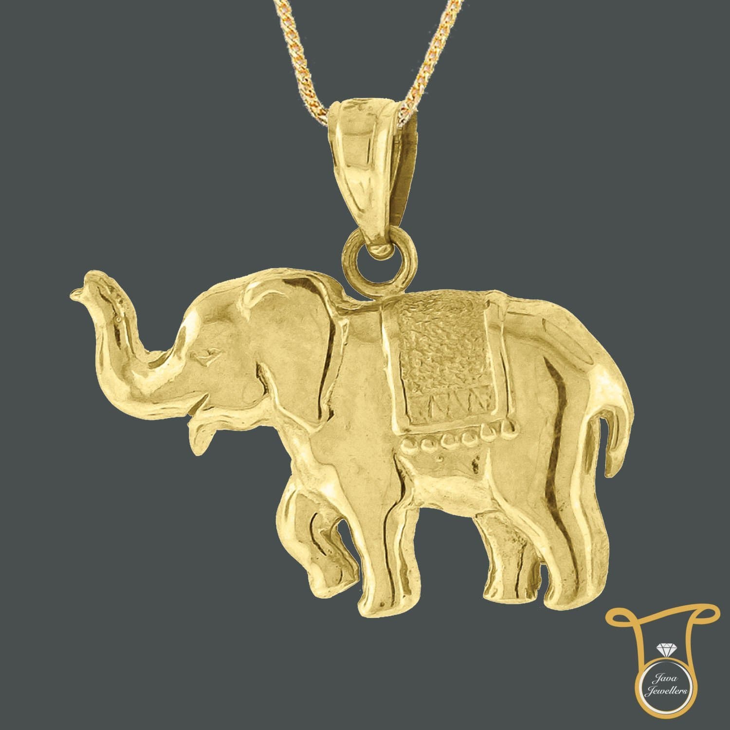 10kt Yellow Gold "Elephant" Fashion Womens Charm Pendant - Jawa Jewelers