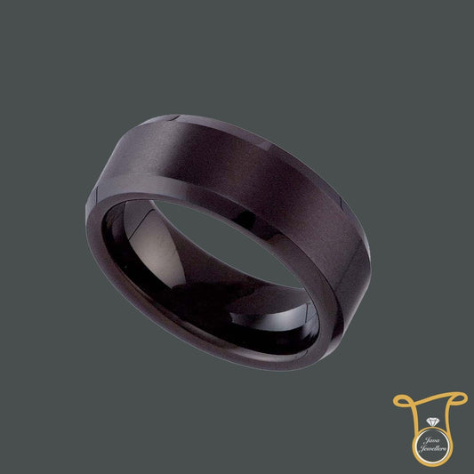 Tungsten Carbide Black Matte Finish 8mm Comfort-fit Wedding Band, Ring, Silverine, Jawa Jewelers