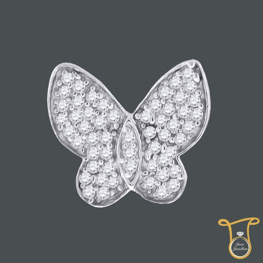 Sterling Silver Round Cubic Zirconia CZ Womens Butterfly Fashion Pendant, Pendants, Silverine, Jawa Jewelers
