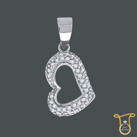 Sterling Silver Heart Fashion Round Cubic Zirconia CZ Pendant, Pendants, Silverine, Jawa Jewelers
