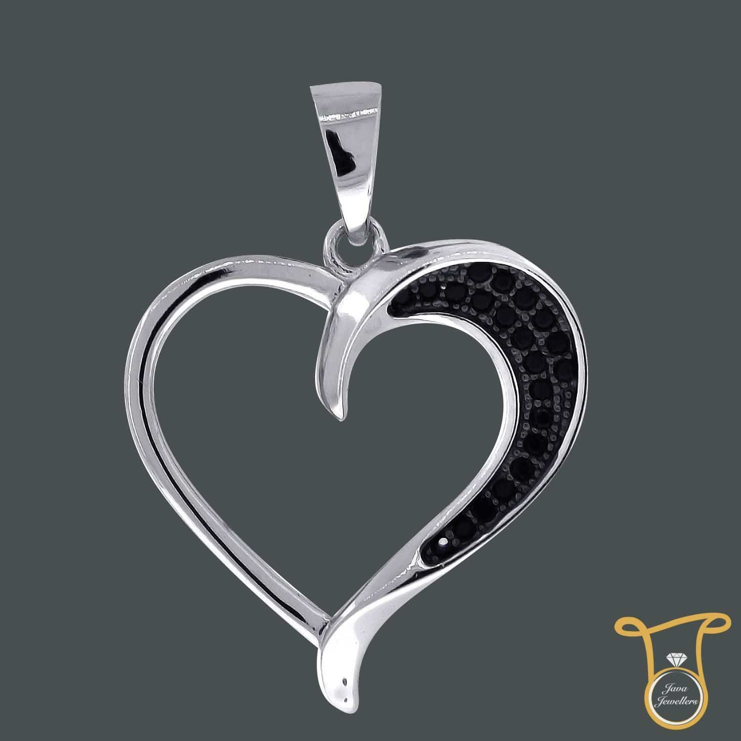 Sterling Silver Round Cubic Zirconia CZ Heart Fashion Pendant, Pendants, Silverine, Jawa Jewelers