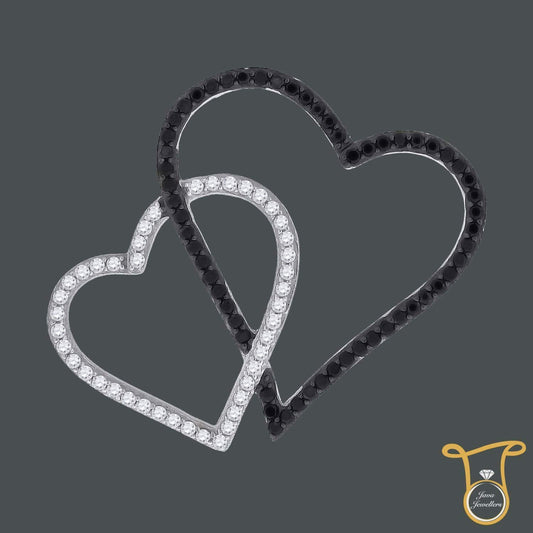 Sterling Silver Heart Round Cubic Zirconia CZ Double Fashion Pendant, Pendants, Silverine, Jawa Jewelers