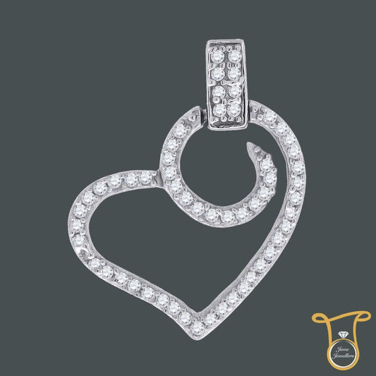 Sterling Silver Round Cubic Zirconia CZ Heart Fashion Pendant, Pendants, Silverine, Jawa Jewelers