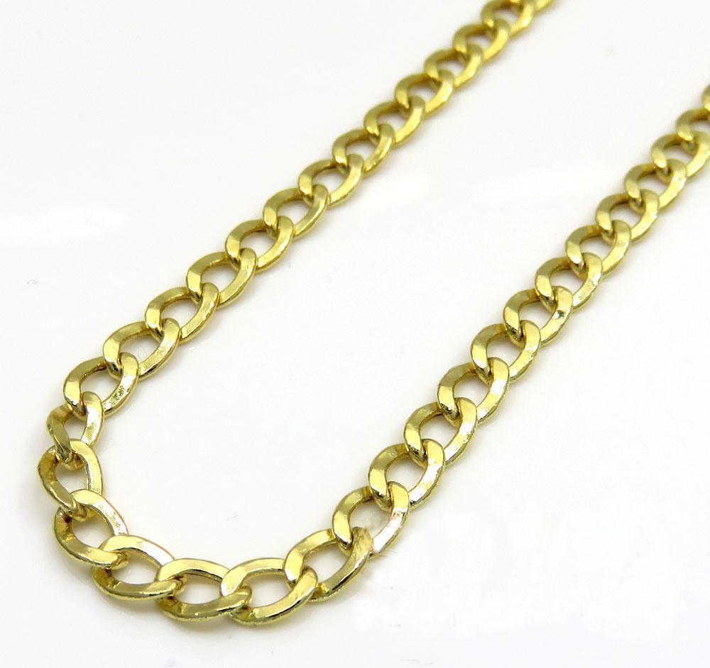 10K 3MM Gold Pave Cuban Chain Necklace