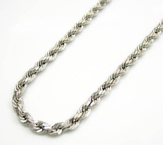 14k White Gold 1mm Diamond Cut Rope Chain Bracelet 7 - 9 Inches, Chain, Jawa Jewelers, Jawa Jewelers