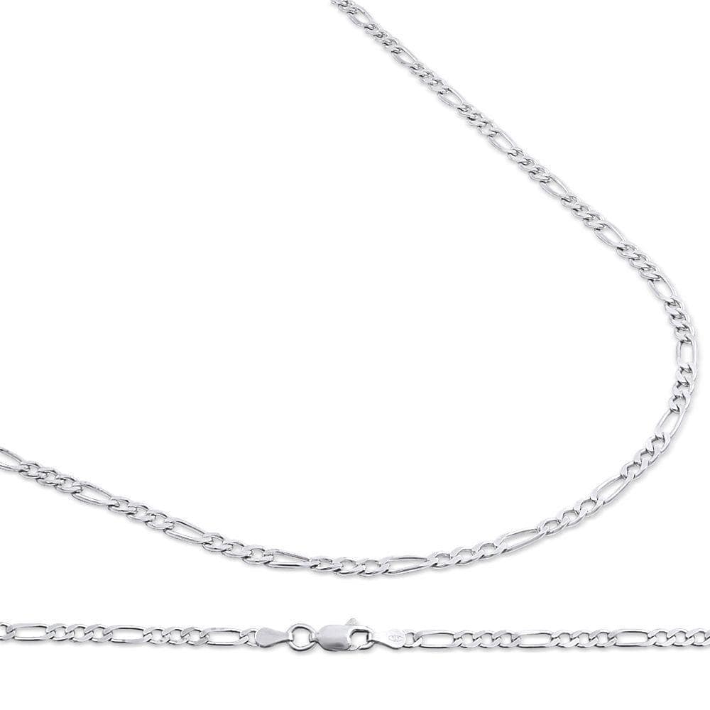3MM 925 Sterling Silver Figaro Link Chain Necklace - Jawa Jewelers