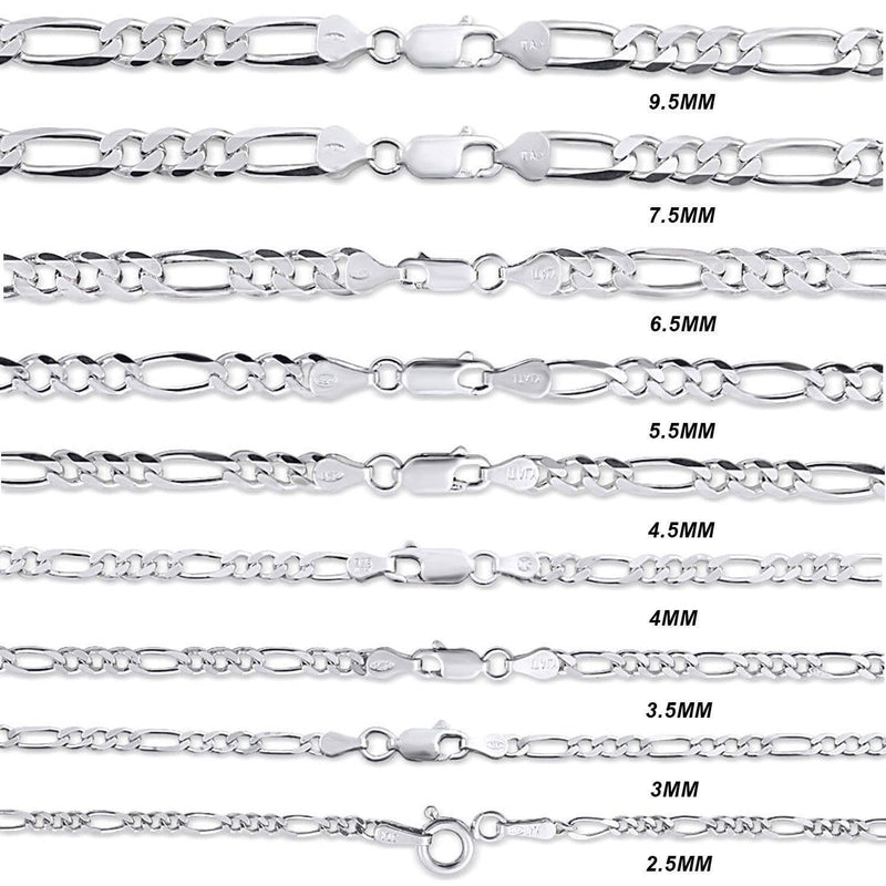 3MM 925 Sterling Silver Figaro Link Chain Necklace, , Jawa Jewelers, Jawa Jewelers
