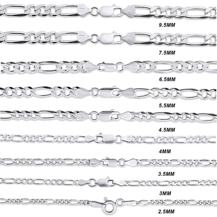 6.5MM 925 Sterling Silver Figaro Link Chain Necklace, , Jawa Jewelers, Jawa Jewelers