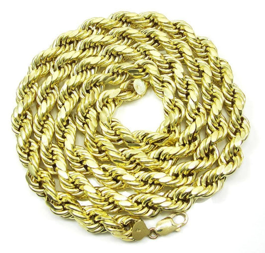 10K Yellow Gold 4MM Solid Rope Chain Diamond Cut Necklace - Jawa